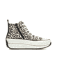 Mehrfarbige vegane Rieker Damen Sneaker High 90010-91 mit einem Reißverschluss. Schuh Innenseite.