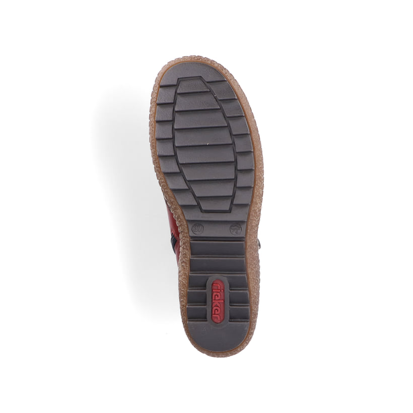 Rote Rieker Damen Kurzstiefel L7500-35 mit wasserabweisender RiekerTEX-Membran. Schuh Laufsohle.