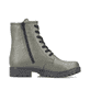 Graugrüne Rieker Damen Biker Boots 78510-54 mit Schnürung und Reißverschluss. Schuh Innenseite