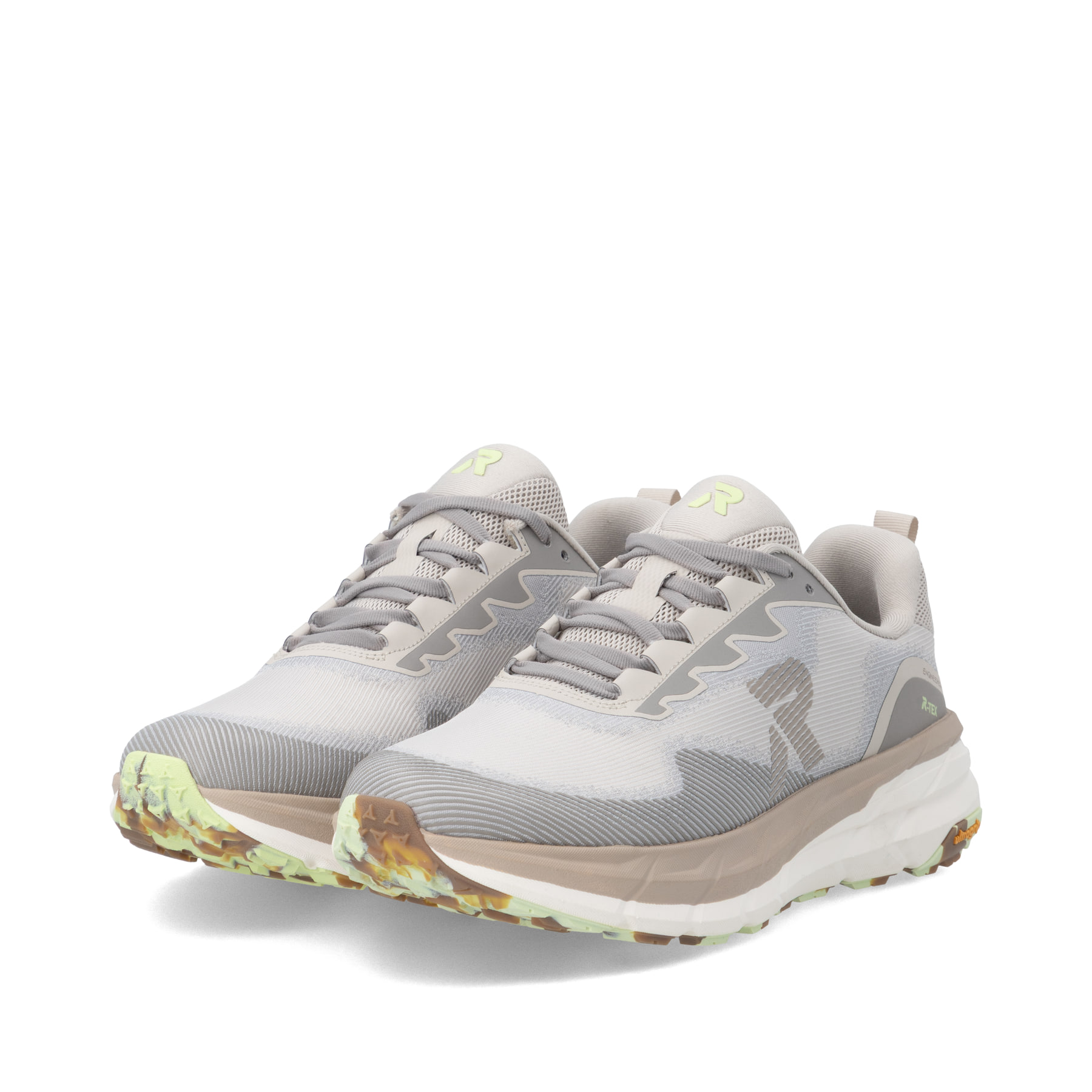 Beige Rieker Sport Herren Sneaker Low U4500-63. Schuhpaar seitlich schräg.
