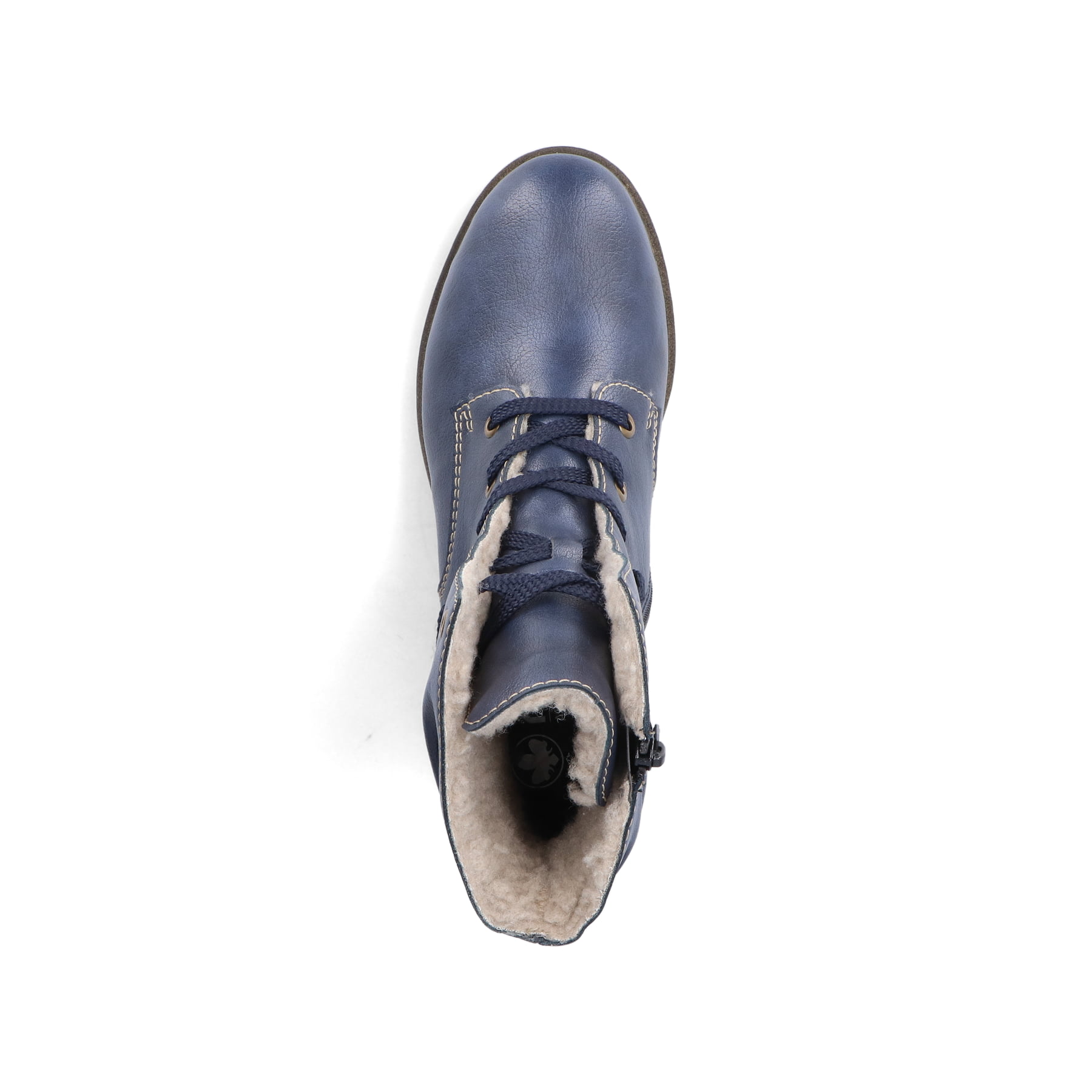 Asphaltschwarze Rieker Damen Stiefeletten 71675-01 mit Reißverschluss. Schuh Innenseite