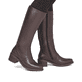 Dunkelbraune Rieker Damen Hochschaftstiefel 74188-25 mit einem Reißverschluss. Schuh am Fuß.