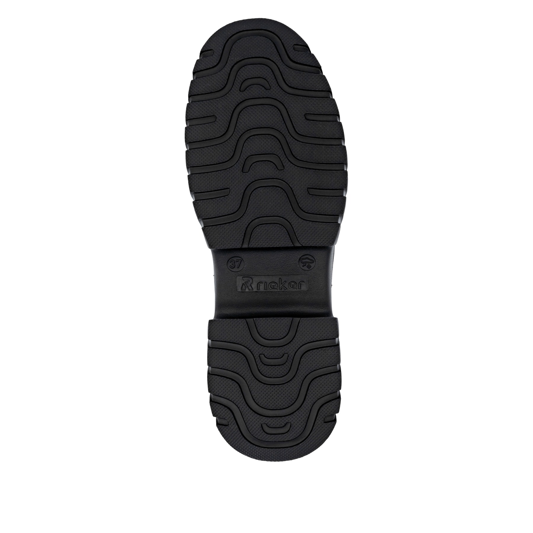 Schwarze Rieker Damen Biker Boots W1879-00 aus Glattleder mit Reißverschluss. Schuh Laufsohle.