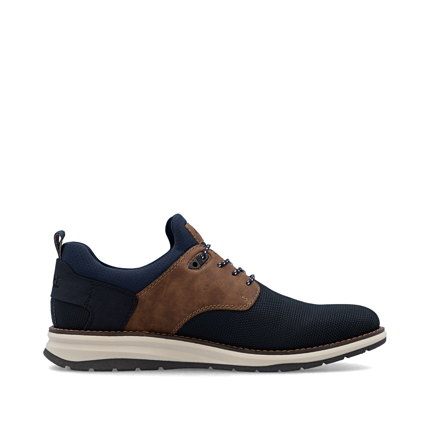Mocassins Rieker bleus pour hommes 14750-15 avec bande élastique. Côté intérieur de la chaussure.