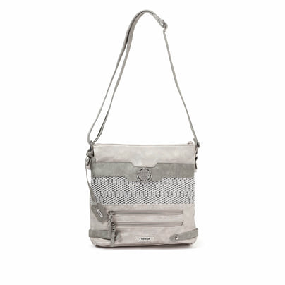 Rieker Damen Handtasche H1346-40 in Silber aus Kunstleder mit Reißverschluss. Handtasche getragen.