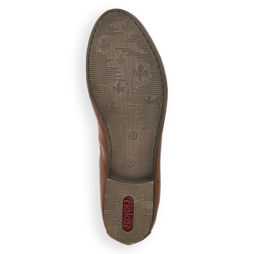 Braune Rieker Ballerinas 51994-24 mit einer extra weichen Decksohle. Schuh Laufsohle.