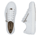 Weiße Rieker Damen Sneaker Low L59L1-83 mit einem Reißverschluss. Schuh von oben, liegend.