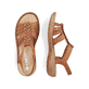 Braune Rieker Damen Riemchensandalen 60809-24 mit einem Gummizug. Schuh von oben, liegend.
