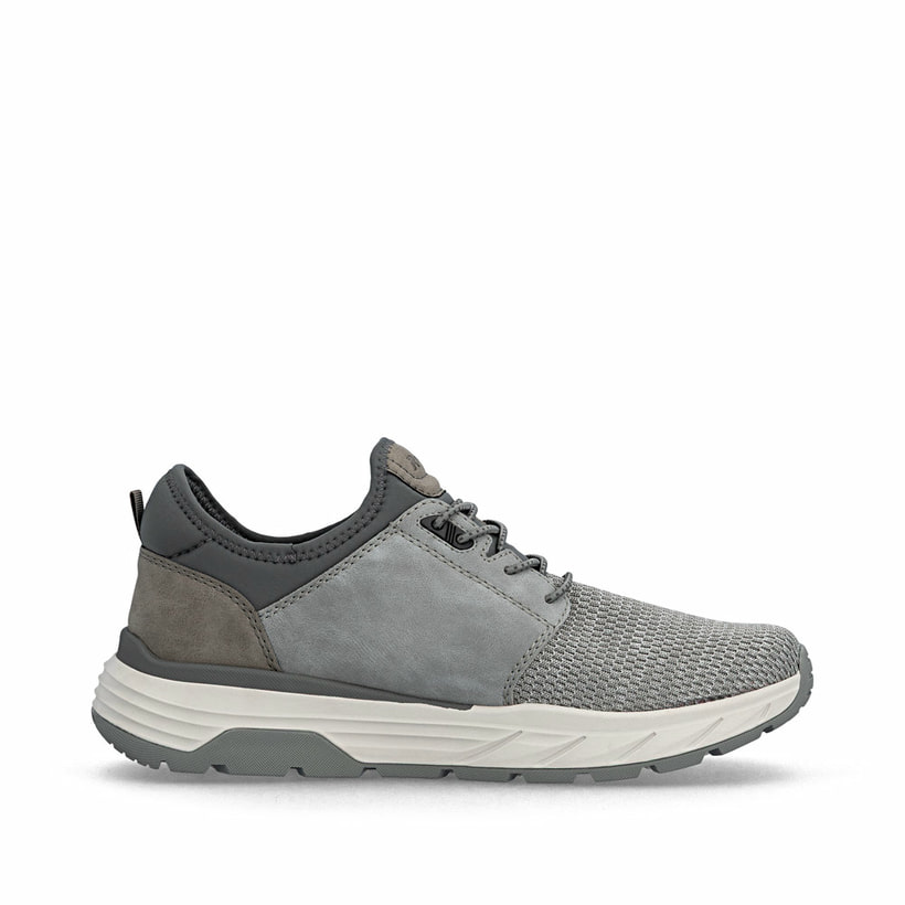 Graue Rieker Herren Slipper 06150-40 mit einem Gummizug sowie einem Gel-Fußbett. Schuh Innenseite.