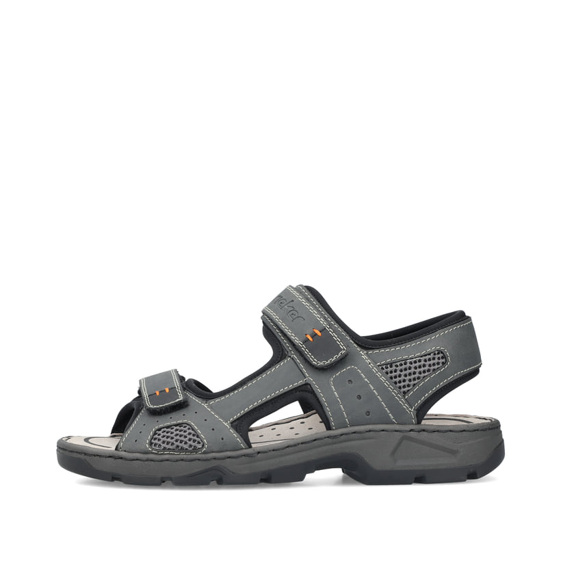 Graue Rieker Herren Trekkingsandalen 26156-47 mit einem Klettverschluss. Schuh Außenseite.