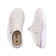 Beige Rieker Damen Clogs M5095-60 mit Gummizug sowie einer ultraleichten Sohle. Schuh von oben, liegend.