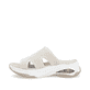 Beige vegane Rieker Damen Pantoletten W3150-60 mit einem Gummizug. Schuh Außenseite.