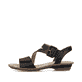 Schwarze Rieker Riemchensandaletten 63460-00 mit trendigen Schnalle. Schuh Außenseite.