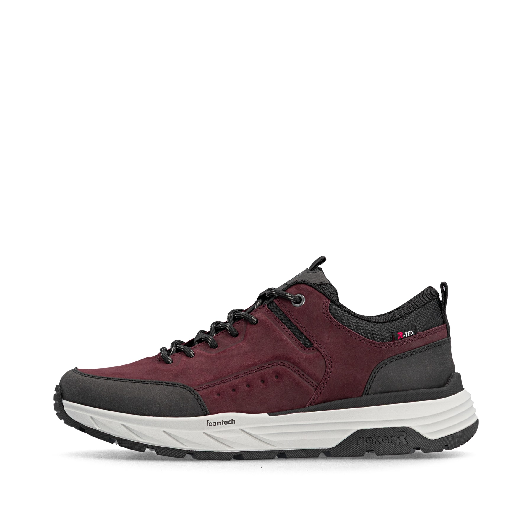 Baskets basses Rieker rouges pour hommes 06103-35 avec membrane RiekerTEX. Côté extérieur de la chaussure.