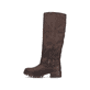 Dunkelbraune Rieker Damen Hochschaftstiefel 76892-25 mit Deko-Schnalle. Schuh Außenseite.