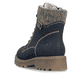 Dunkelblaue Rieker Damen Biker Boots 73220-14 mit wasserabweisender TEX-Membran. Schuh von hinten.