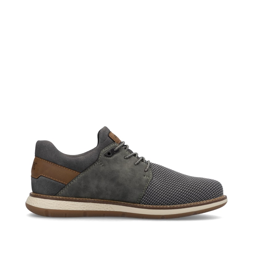 Graue Rieker Herren Slipper 04452-42 mit einem Gummizug sowie Komfortweite G 1/2. Schuh Innenseite.