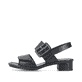 Schwarze Rieker Riemchensandaletten 62663-01 mit trendigen Schnalle. Schuh Außenseite.