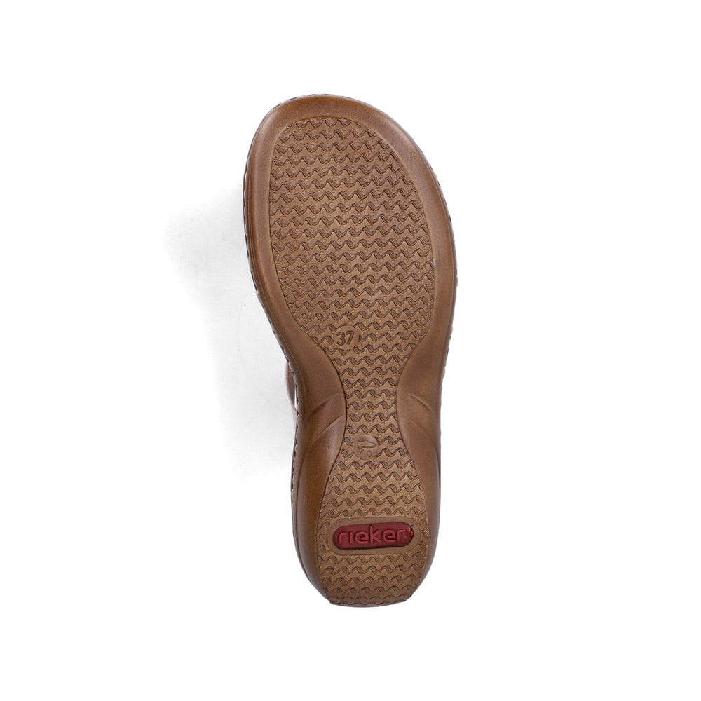 Rosane Rieker Damen Riemchensandalen 60855-31 mit Schmuckelementen. Schuh von oben, liegend.