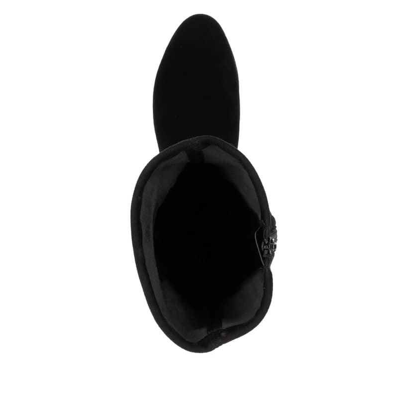 Tiefschwarze Rieker Damen Hochschaftstiefel 78654-00 mit einem Reißverschluss. Schuh von oben.