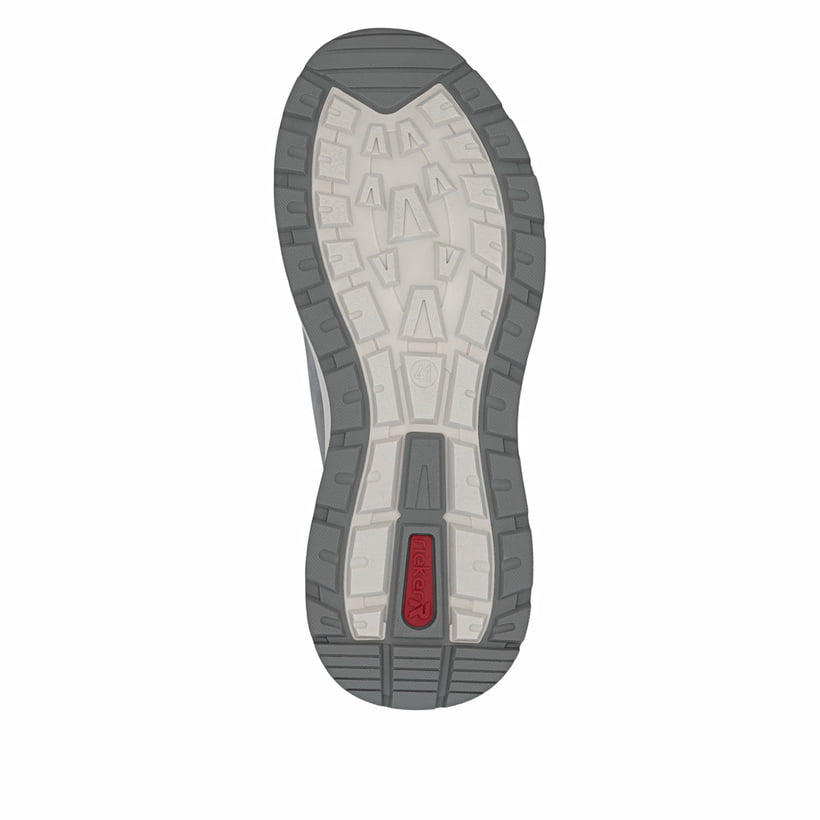 Graue Rieker Herren Slipper 06150-40 mit einem Gummizug sowie einem Gel-Fußbett. Schuh Laufsohle.