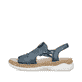 Blaue Rieker Damen Riemchensandalen V2272-14 mit einem Gummizug. Schuh Außenseite.