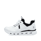 Weiße vegane Rieker Damen Sneaker Low M6062-80 mit einem Gummizug. Schuh Außenseite.