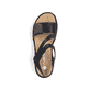Schwarze Rieker Keilsandaletten V1364-00 mit einem Klettverschluss. Schuh von oben.