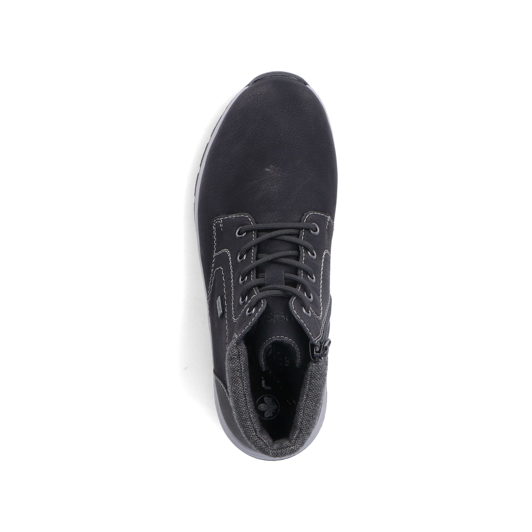 Schwarze Rieker Herren Schnürstiefel 11030-00 mit wasserabweisender TEX-Membran. Schuh von oben.