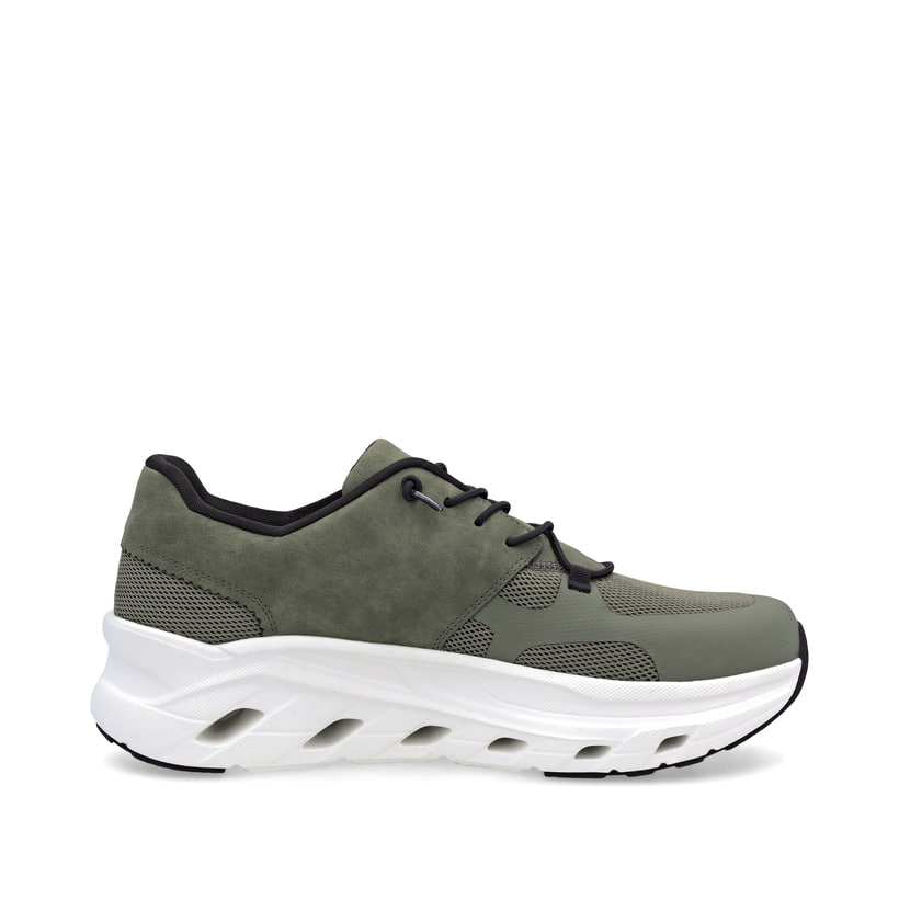 Grüne Rieker Herren Sneaker Low U3500-54 mit Schnürung sowie ultraleichter Sohle. Schuh Innenseite.