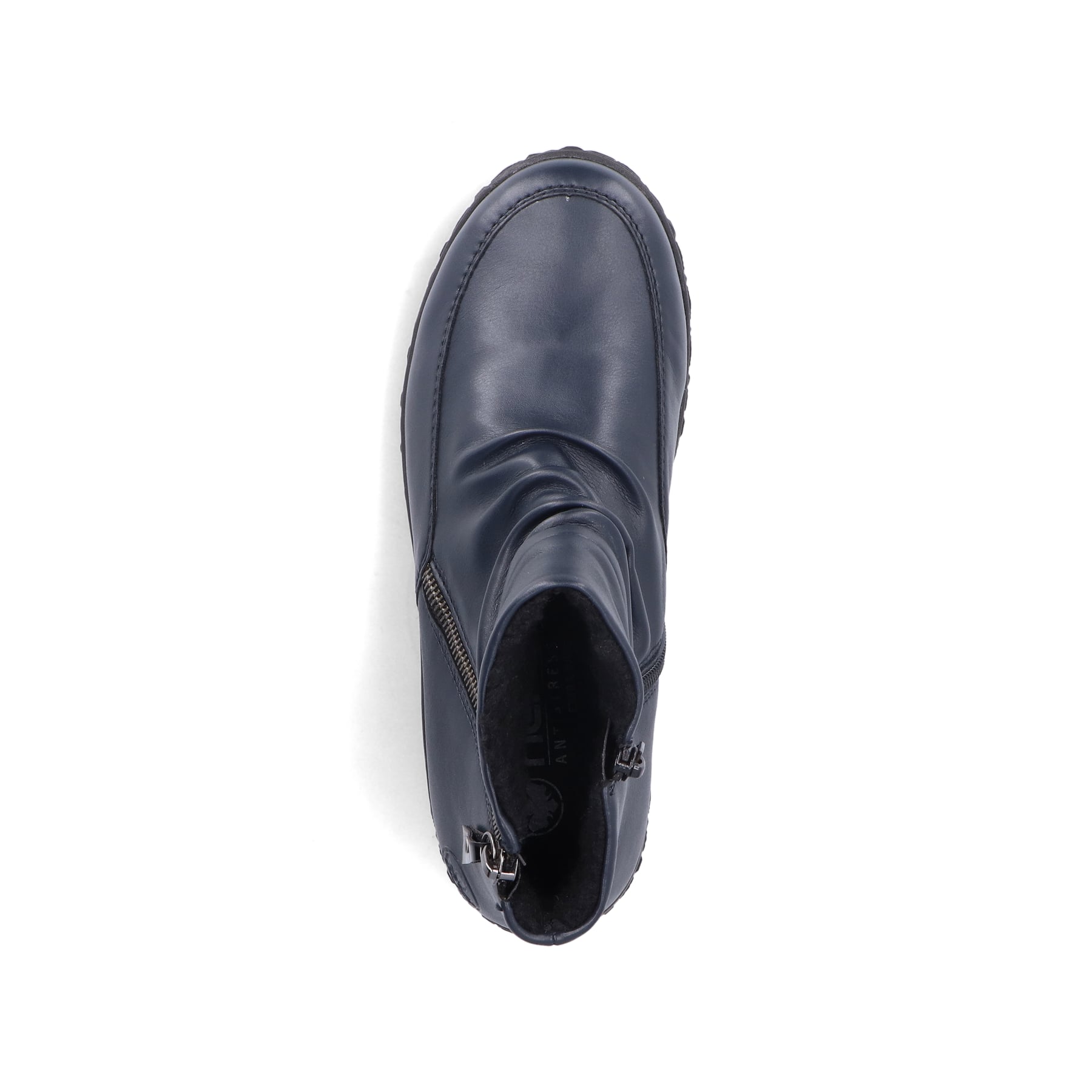 Blaue Rieker Damen Kurzstiefel 59585-14 mit Reißverschluss sowie Extraweite H. Schuh Laufsohle.