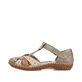 Grünbraune Rieker Damen Sandalen M1655-54, Barfußschuhe mit modernen Ziernähten. Schuh Außenseite.