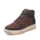 Braune Rieker Herren Sneaker High 38540-25 mit wasserabweisender TEX-Membran. Schuh seitlich schräg.