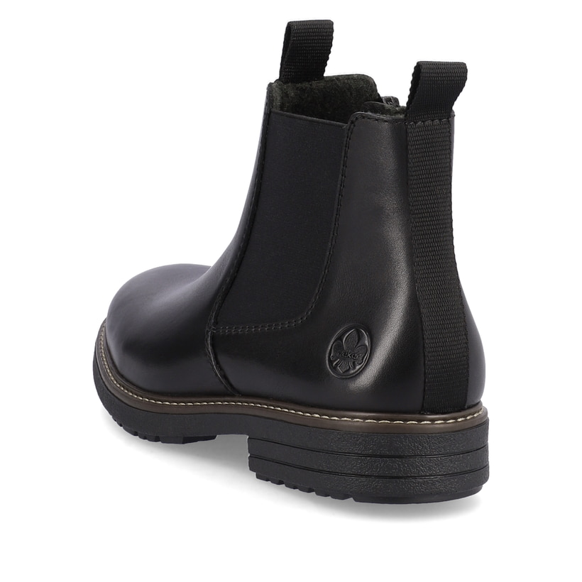 Stahlschwarze Rieker Herren Chelsea Boots 33180-00 mit einem Reißverschluss. Schuh von oben.