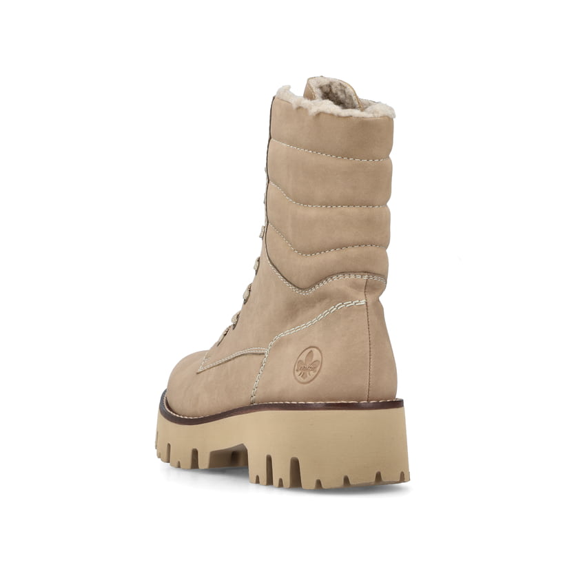 Stivaletti Donna Rieker Y3330 - Neri, Tacco 5 Cm, Lacci E Cerniera, Morbida Fodera Calda, Suola Leggera EVA - 4