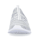 Grüne Rieker Damen Slipper 54071-80 mit ultra leichter und flexibler Sohle. Schuh von vorne.