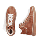 Braune Rieker Damen Schnürstiefel 74233-24 mit wasserabweisender TEX-Membran. Schuh von oben, liegend.