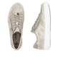 Beige Rieker Damen Sneaker Low L5903-62 mit einem Reißverschluss. Schuh von oben, liegend.