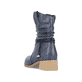 Pazifikblaue Rieker Damen Kurzstiefel 76584-14 mit modischer Kordel. Schuh von hinten.