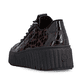 Dunkelbraune Rieker Damen Sneaker Low N2555-25 mit einem Reißverschluss. Schuh von hinten.