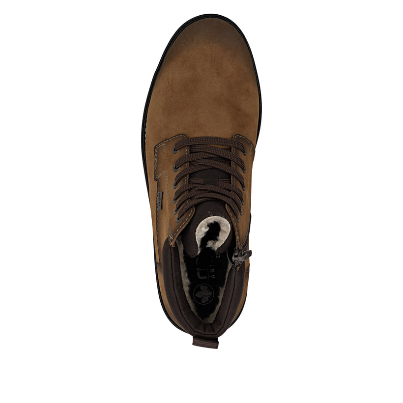 Braune Rieker Herren Schnürstiefel 30440-24 mit wasserabweisender TEX-Membran. Schuh Laufsohle.