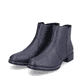 
Azurblaue Rieker Damen Stiefeletten 73455-14 mit Reißverschluss sowie Blockabsatz. Schuhpaar schräg.