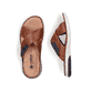 Braune Rieker Herren Pantoletten 25283-22 mit einem Klettverschluss. Schuh von oben, liegend.