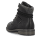 Schwarze Rieker Damen Schnürstiefel 71222-01 mit einem Reißverschluss. Schuh von oben.