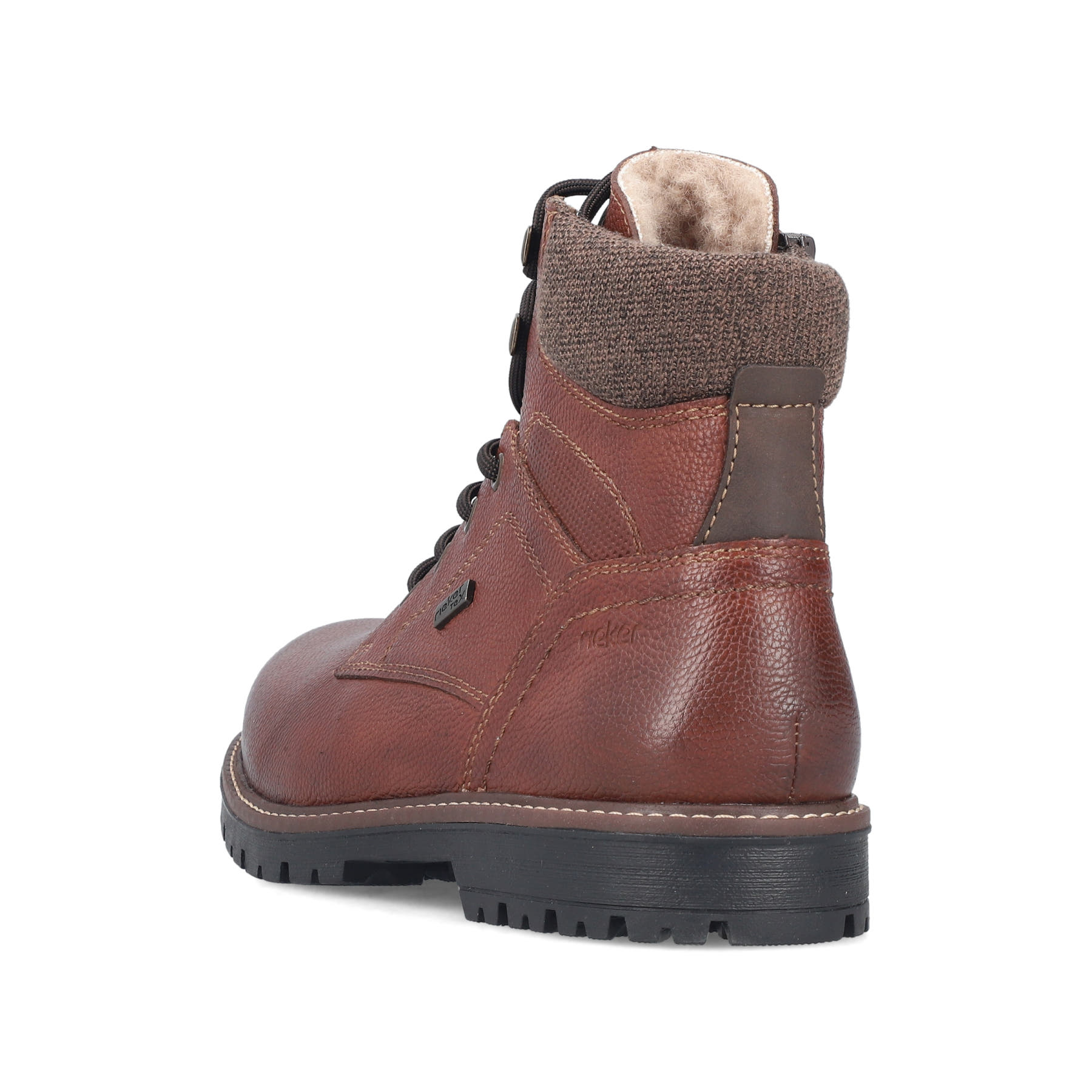 Braune Rieker Herren Schnürstiefel F3616-24 aus Glattleder. Schuh von hinten.