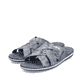 Mules Rieker bleues pour homme 21062-15 avec coutures modernes élégantes. Chaussures inclinées sur le côté.