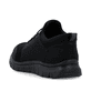 Schwarze Rieker Herren Slipper B6650-00 mit Gummizug sowie Komfortweite G 1/2. Schuh von hinten.
