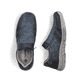 Blaue Rieker Herren Slipper 03550-14 mit einem Reißverschluss sowie Löcheroptik. Schuh von oben, liegend.