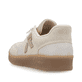 Beige Rieker Damen Slipper M5551-62 mit Gummizug sowie abriebfester Plateausohle. Schuh von hinten.