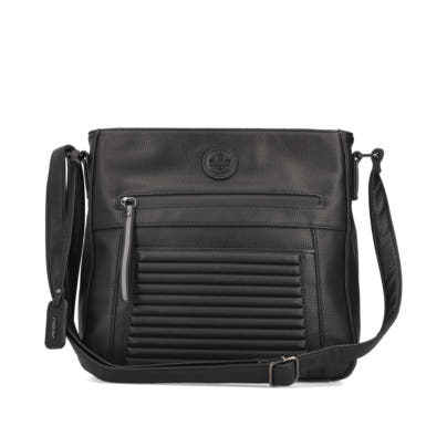 Rieker Damen Handtasche H1481-00 in Tiefschwarz aus Kunstleder mit Reißverschluss. Handtasche Vorderseite.